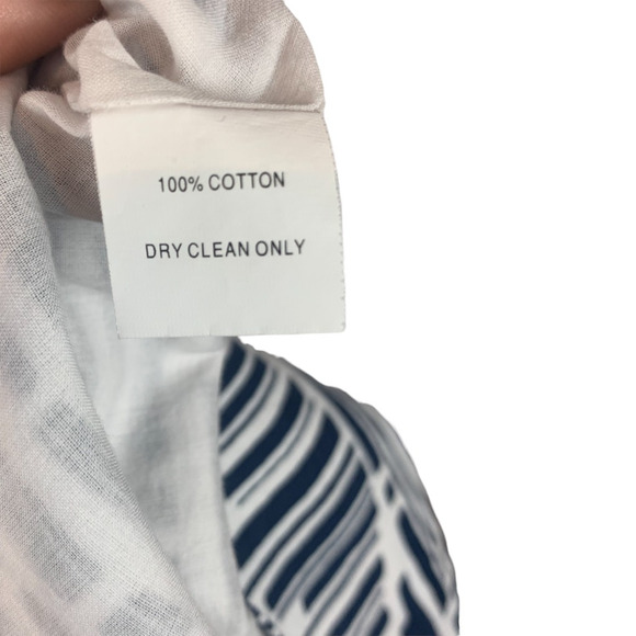 Trina Turk Womens Lek Bamboo Forest Shift Dress White Blue Geometric Sequin M/L - Picture 11 of 12